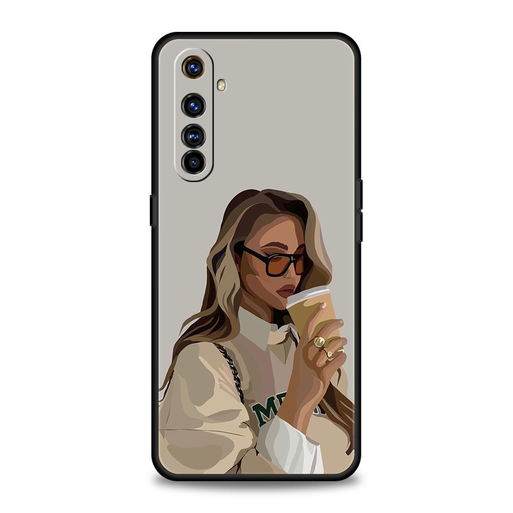Girl Boss Female Coffee Phone Case For Realme 13 12 11 10 9 8 5G 7 C25 C35 GT5 GT3 GT2 Pro Plus For Realme GT Neo 2 3 3T 5 Cover