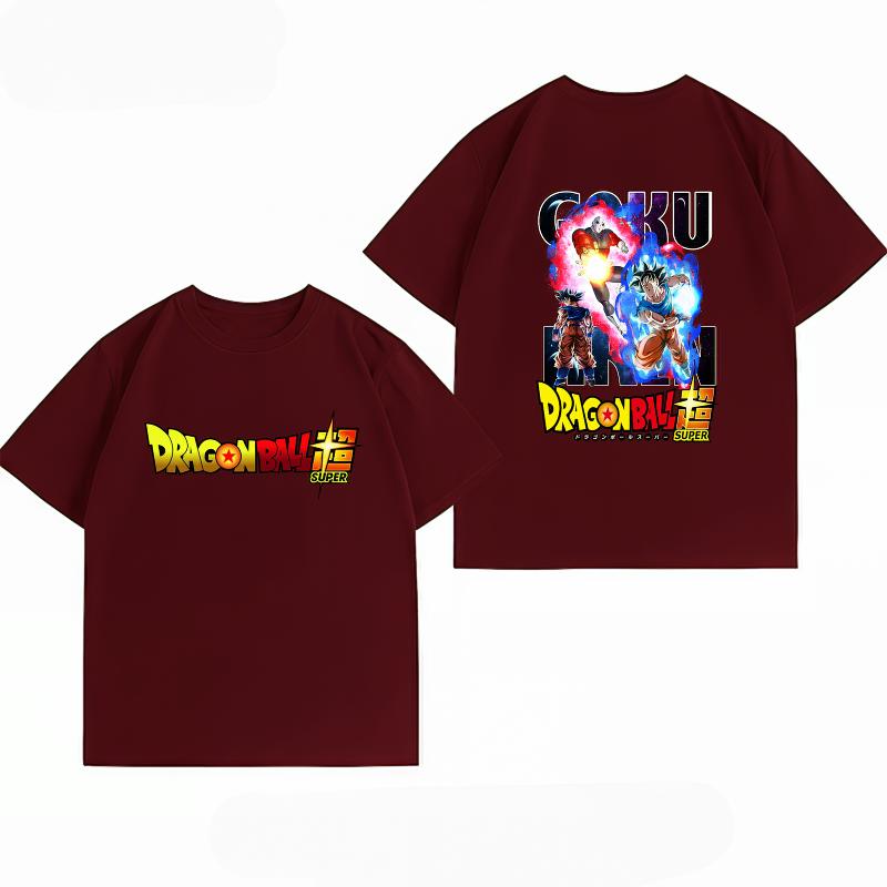 Dragon Ball Super Goku Jiren Battle Print Tshirt Casual Short Sleeve Cotton Anime Streetwear Unisexs Tshirt