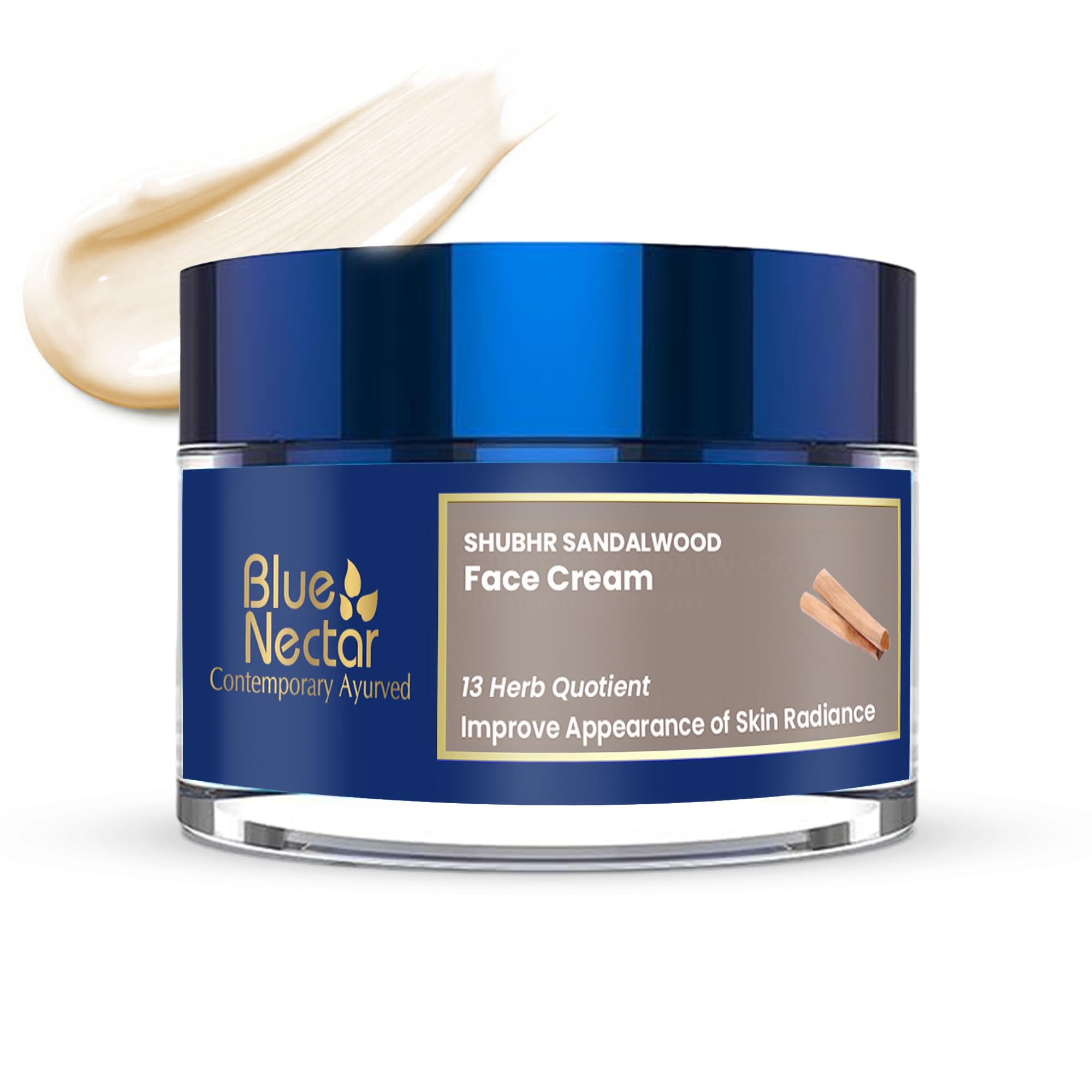 Blue Nectar Ayurvedic Sandalwood Radiance and Skin Brightening Cream Moisturizing Day Cream for Women for Daily Use Plant Based Face Cream for Wome