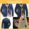 Men's Jean Jacket With Fur Collar Lined Winter Warm Casual Denim Coat M-6xl