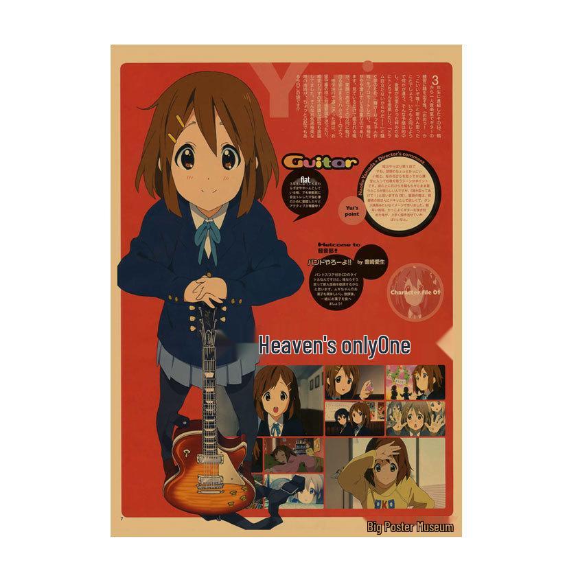 K-ON! Kraft Paper Anime Poster for Dorm, Bar, or Cafe Wall Décor.
