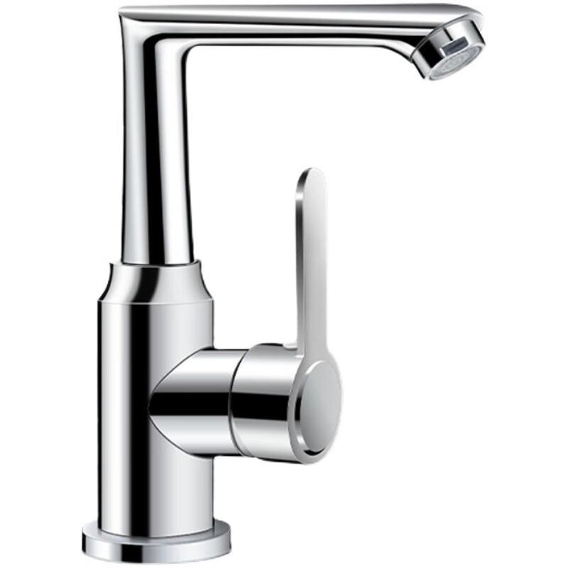 304 Stainless Steel L-Shaped Kitchen Faucet with 360° Swivel, Hot & Cold Water