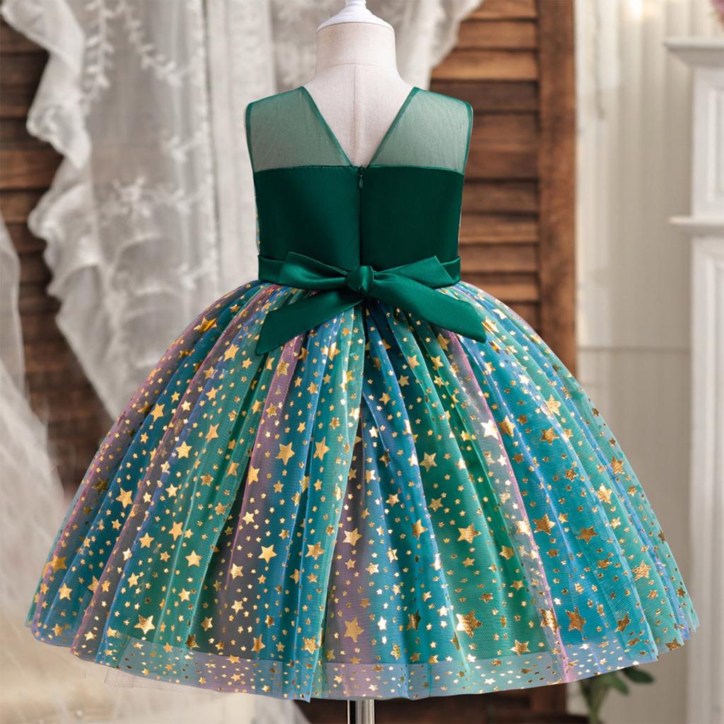 Summer Girls Princess Dress Colorful Children's Star Mesh Puffy Dress Skirt