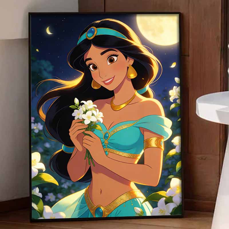 Disney Jasmine Princess Flower Diamond Painting Art Kit Handmade DIY5D Home Decor Gift