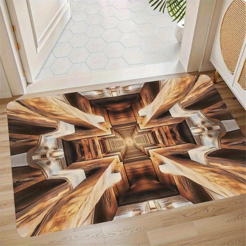 3D Optical Illusion Rug Nonslip Floor Mat for Indoor and Outdoor Use Cave Stone Visual Illusion Doormat for Living Room