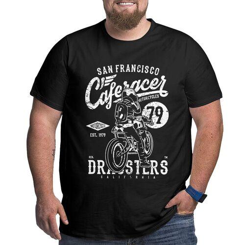 Happiness Cafe Racer Vintage Motorcycle T Shirts Cotton T-Shirts Big Tall Tee Clothes Plus Size Big Size Large 4XL 5XL 6XL