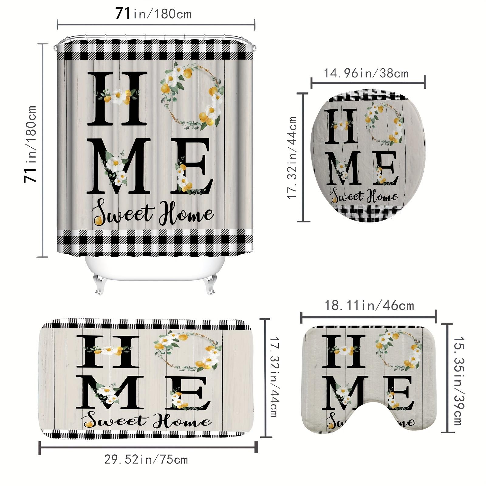 

4 шт. наборы занавесок для душа в клетку Sweet Home, водонепроницаемые для ванной комнаты, нескользящие коврики для ванной комнаты, крышка для унитаза, коврик для ванной, набор для ванной комнаты 4Pcs