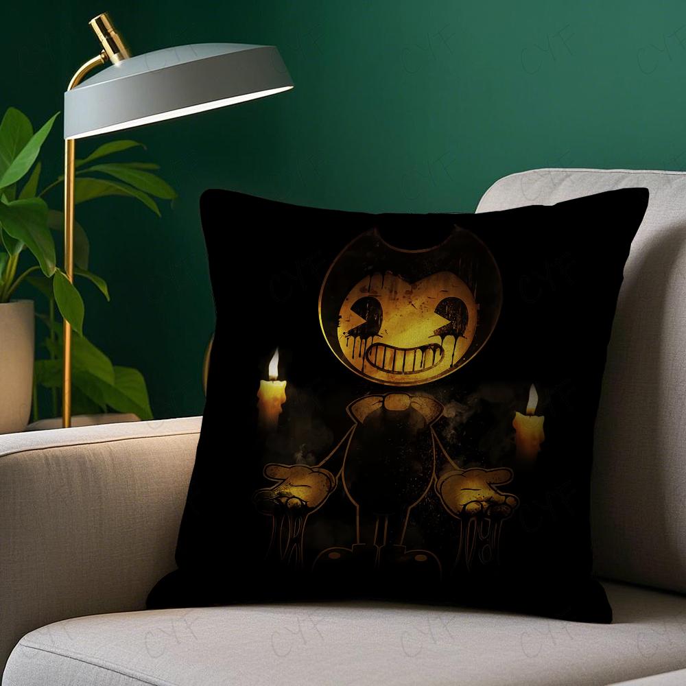 Game B-Bendy and the Ink M-Machine Pillow Case Pillowcase Anti-dustmite Pillow Invisible zipper silky short plush Sofa cushion c