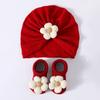 Baby Knitted Turban Hat and Socks Set Soft Stretchy Headband and Booties Suitable for 0-12 Months Infant Newborn Toddler Accessories