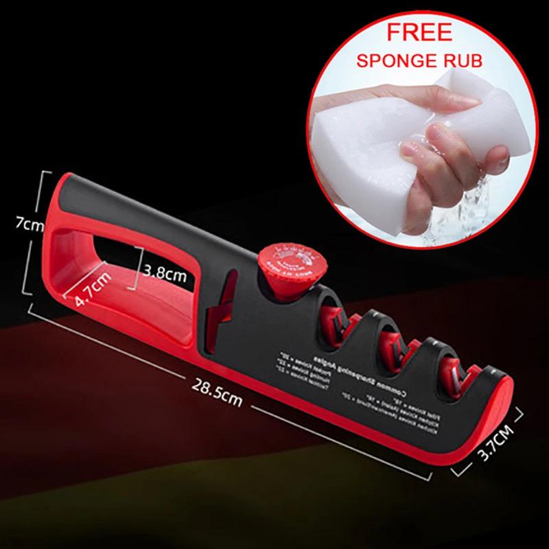 

KEMORELA Knife Sharpener 5 in 1 Professional Kitchen Scissors Sharpening Tool Diamond Adjust Angle Grinding Machine XL красный