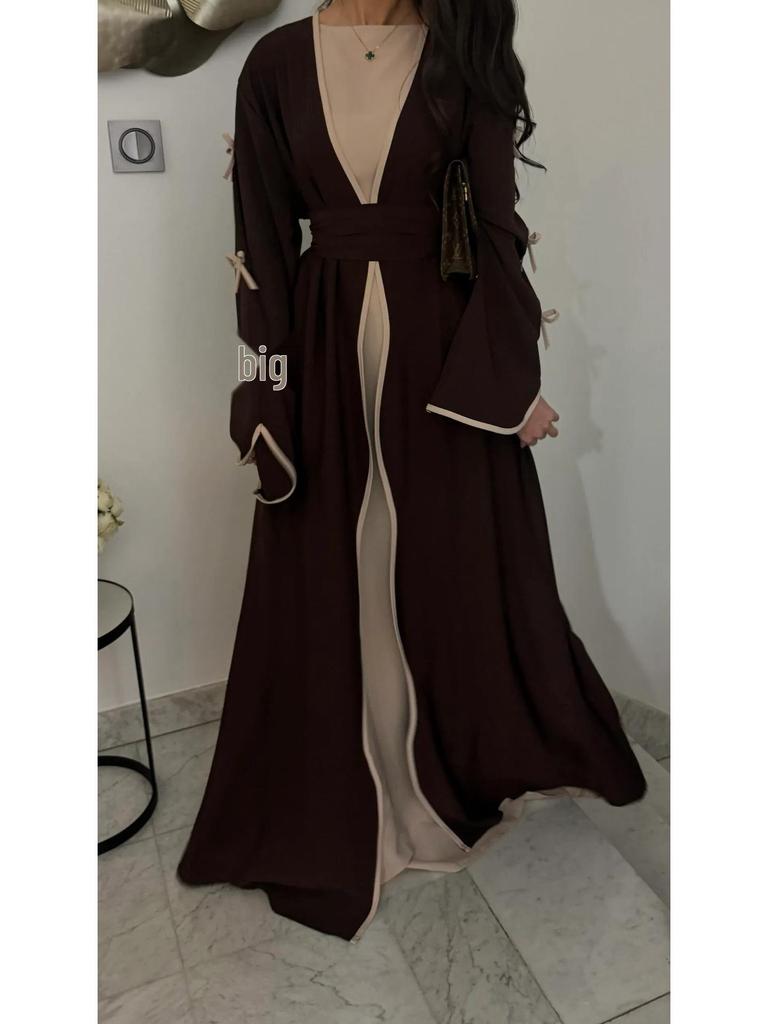 Pure Beauty Bow Long Robe Dress Abaya - Loriya 2025, Europe, America & Middle East Style, Model LR962