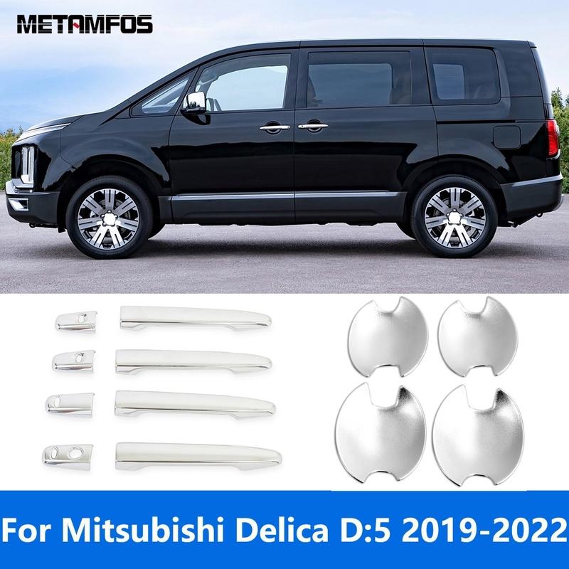 For Mitsubishi Delica D:5 Chrome Side Door Handle Bowl Cover Trim Protector Exterior Accessories Car Styling