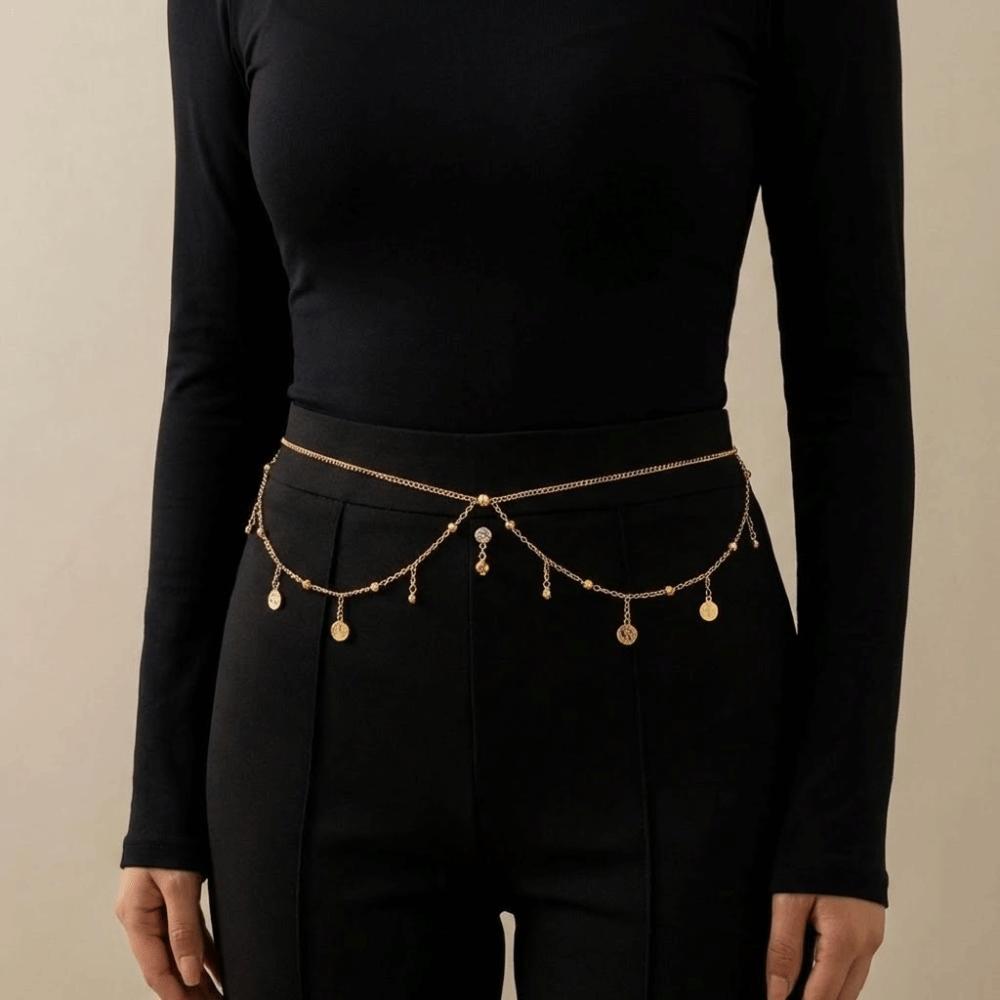 Tassel Navel Nails Body Chain Zircon Bikini Belly Belt Fashion Waist Chain  Party