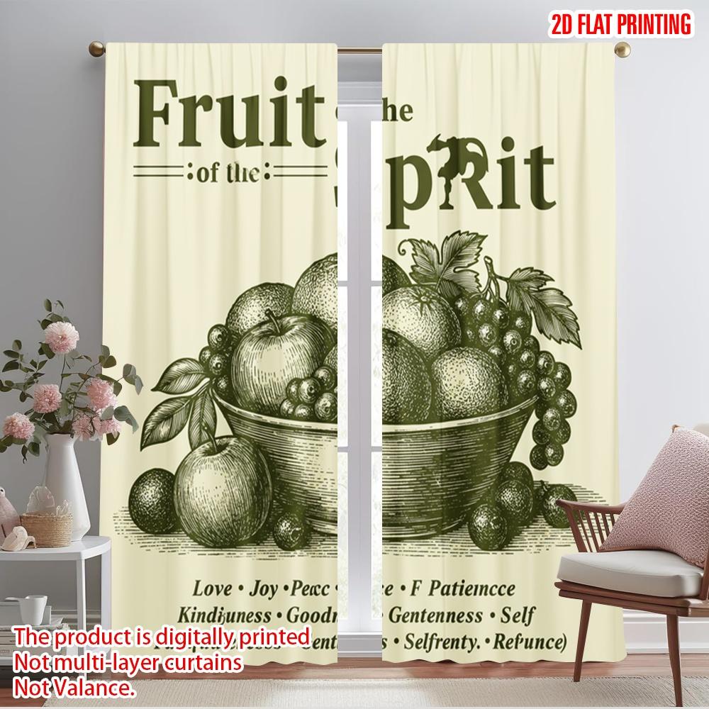 

2pcs 2D flat printing Drapes Fruit of the Spirit Love Joy Peace Polyester Fabric Without Electricity Birthday Party Use for 52.50×116.00 CM 2pcs
