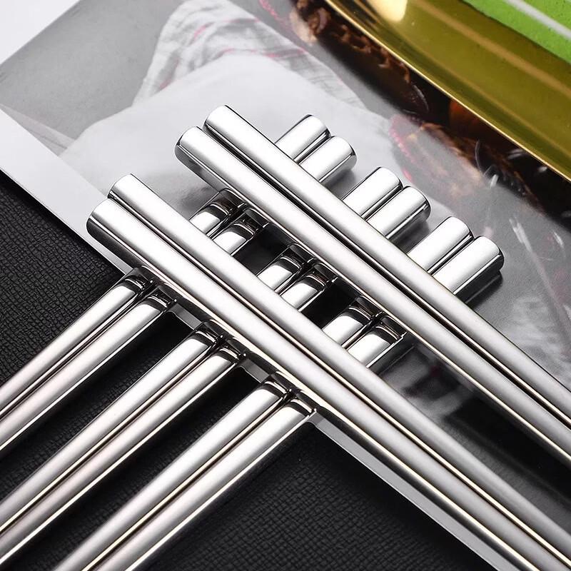 KitchenSeven 304 Stainless Steel Square-Head Chopsticks