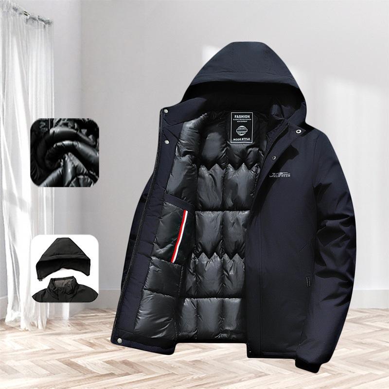 Men's New Cotton and Thickened Removable Hooded Autumn and Winter Warm Jacket