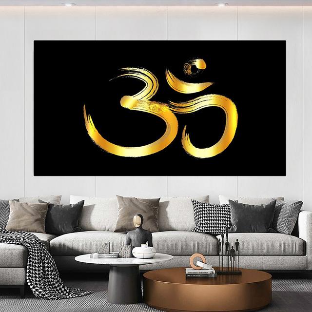 Abstract Hindu Om Icon Canvas Painting Nordic Gold Hinduism Posters and Prints Wall Art Pictures Living Room Decor No Frame