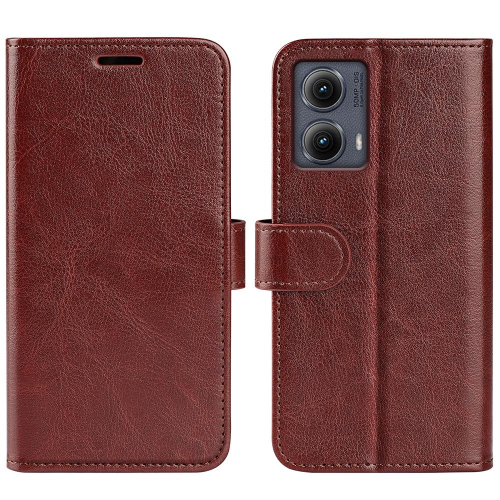 

For Motorola Edge (2024) 5G Stand Case Crazy Horse Texture Leather Phone Cover with Wallet Brown