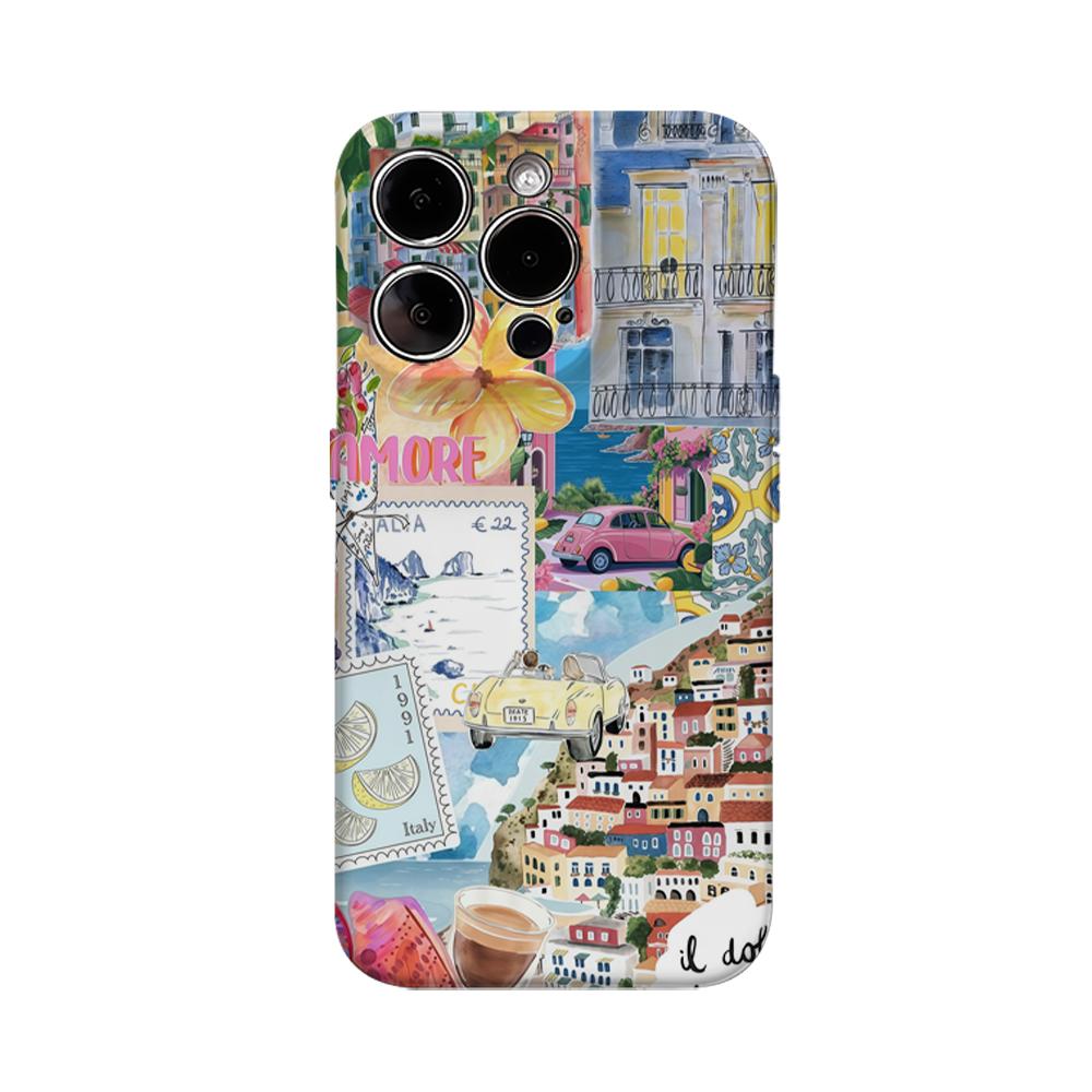 

Italian Town Walk Phone Case for IPhone 16 15 14 13 12 11 X XS XR XSMAX 7 8 Pro Max Plus Double-layer Back Cover IPHONEXSMAX