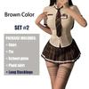 Schoolgirl JK Uniform Women Sexy Student Cosplay Costume Lingerie Slim Fit Outfit Shirt with Plaid Pleated Skirt Panties Set