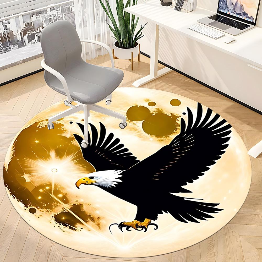 1pc Eagle Moon Chair Carpet for Office, Soft, Non Slip Polyester Mat, Office, Entryway, Living Room, Bedroom