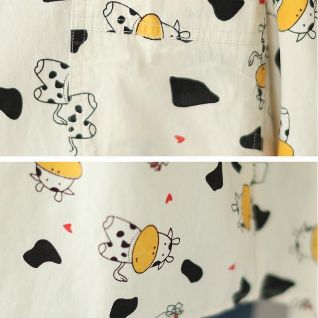 Women Plus Size Cartoon Printed Short Sleeve Shirts Summer Loose Oversized Korean Style Tops