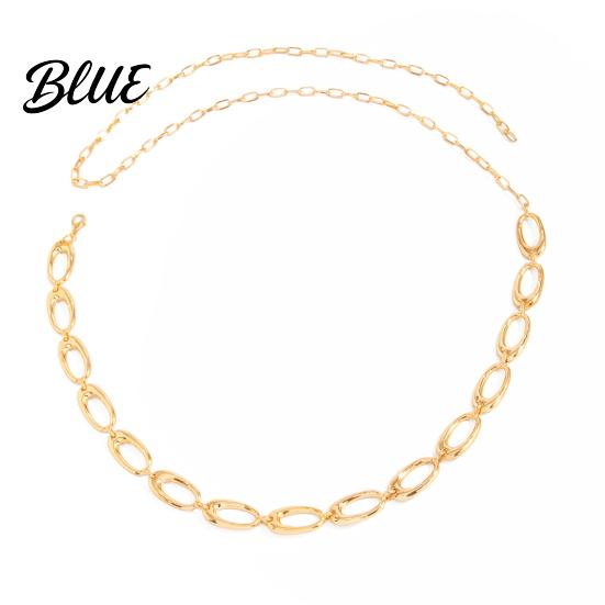 Waist Jewelry Chain for Women Adjustable Metal Belt Hollow Oval