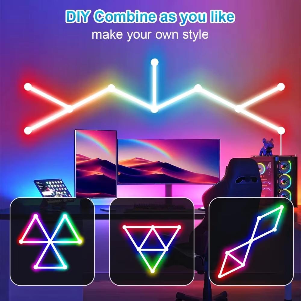 2025 New LED Smart Wifi Wall Light DIY Atmosphere Night Lamps RGBIC Lights Bar APP Music Rhythm TV Backlight Bedroom Game Room