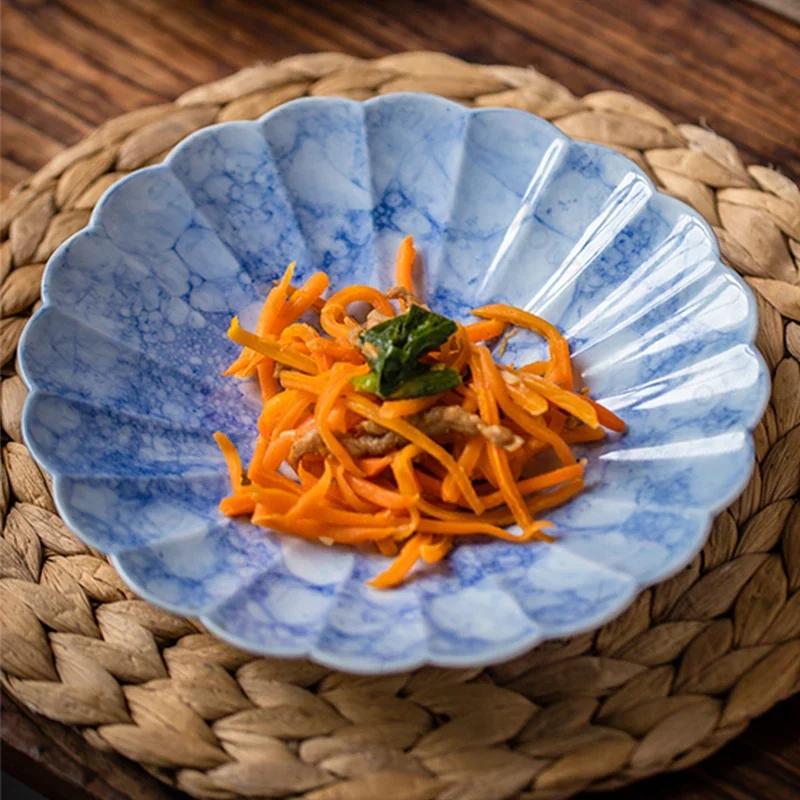 Farfurii ceramice albastre retro creative, farfurii de desert pentru restaurant, de lux, cu paste, preparate delicioase, rafinate, veselă de uz casnic