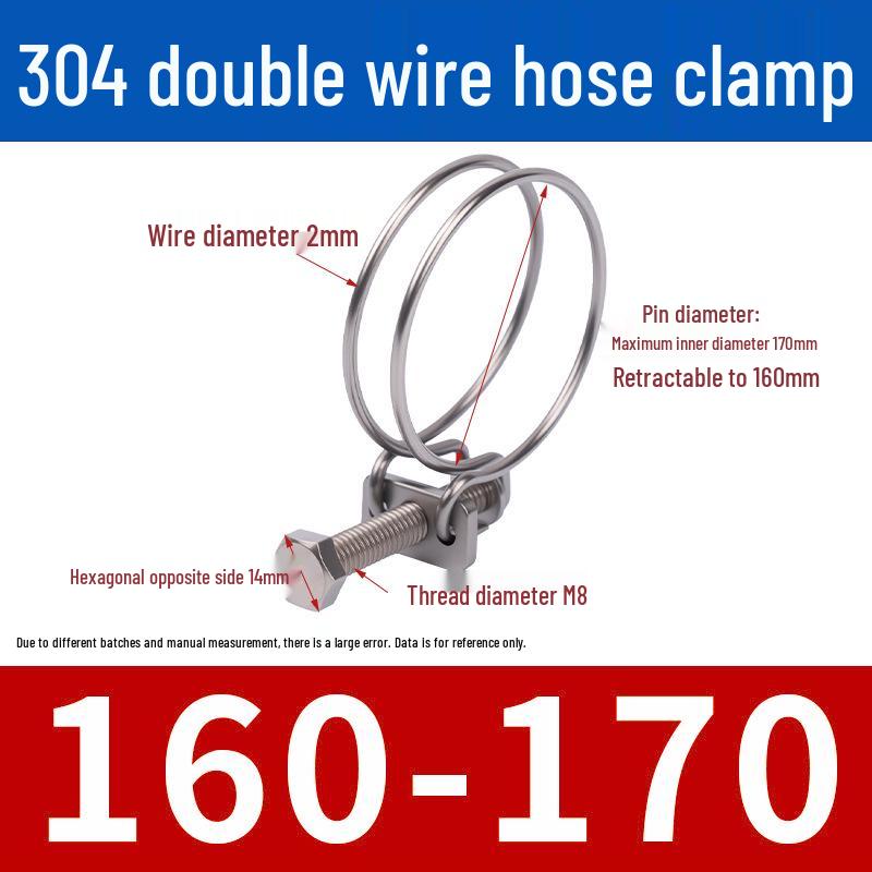 Doppeldraht-Schlauchschelle aus Edelstahl für Feuer-, Wasser-, Gasleitungen - Verdickt