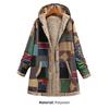 Women Overcoat Keep Warm Hooded Polyester Ethnic Pattern Winter Coat for Daily