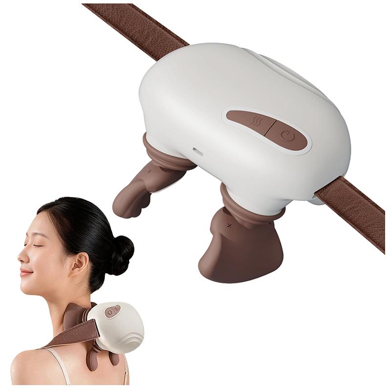 

Масажер для шиї з імітацією ручної техніки, бездротовий портативний масажер для шиї та спини, 4D масаж, що розминає, для полегшення болю