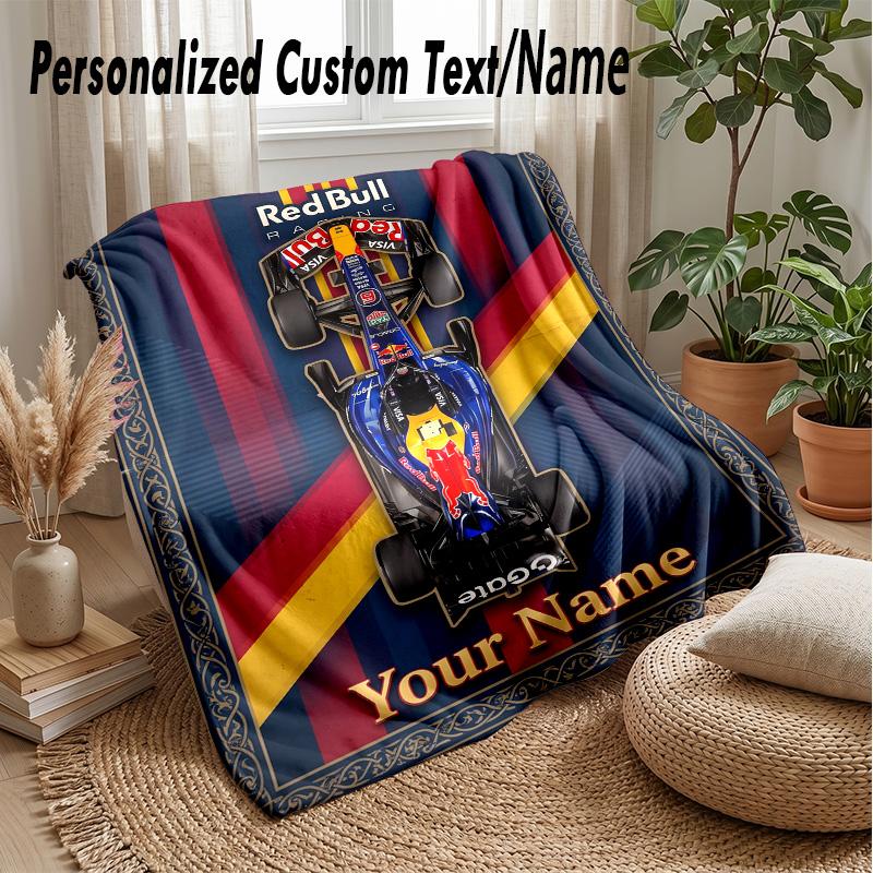 Red Bull Racing Individuelle Flanell-Kuscheldecke Drucken Sie Ihren Namen Text Weiche Warme Decke Weihnachtsgeschenk