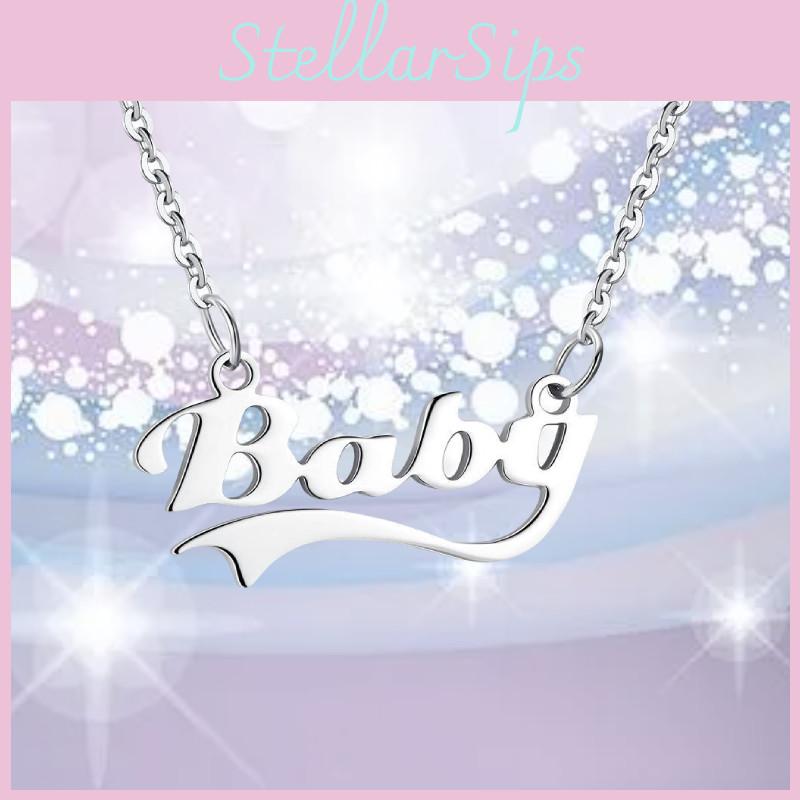 Elegant Stainless Steel Baby Letter Necklace Forever Love Gift For Valentine's Day