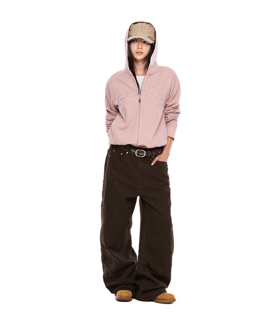 AAKAM Needlework Wave Cotton Pants (Brown)