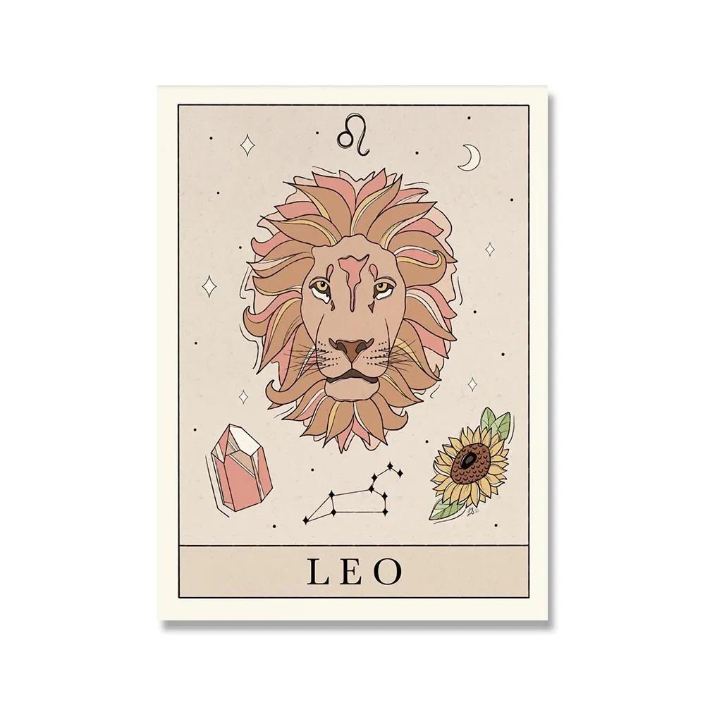 Postere și imprimeuri cu constelații Balanță Leu Pești Taur Pisică Artă de perete Pictură pe pânză Nordic Dormitor pentru copii Imagine de decorare a casei