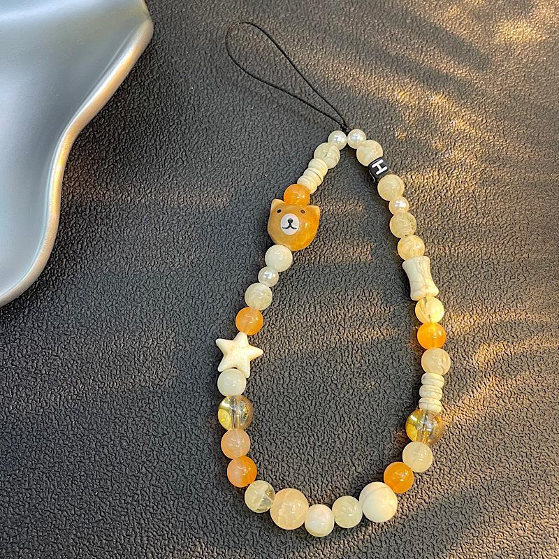 Pearl Bear Beaded Phone Lanyard: Cute Anti-Lost Pendant for Women