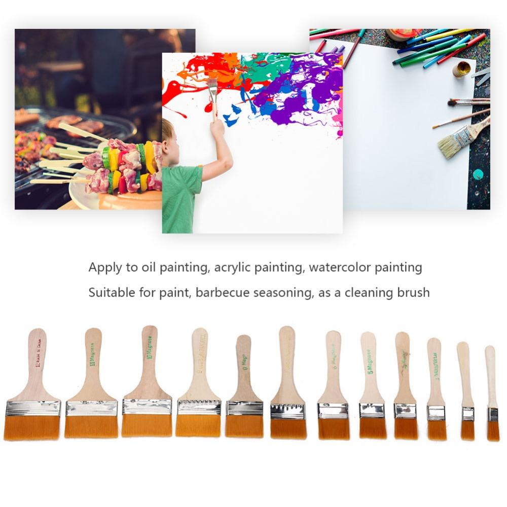 12PCS Nylon Hair Wall Painting Brushes Art Oil Painting Brushes Handcraft color filling