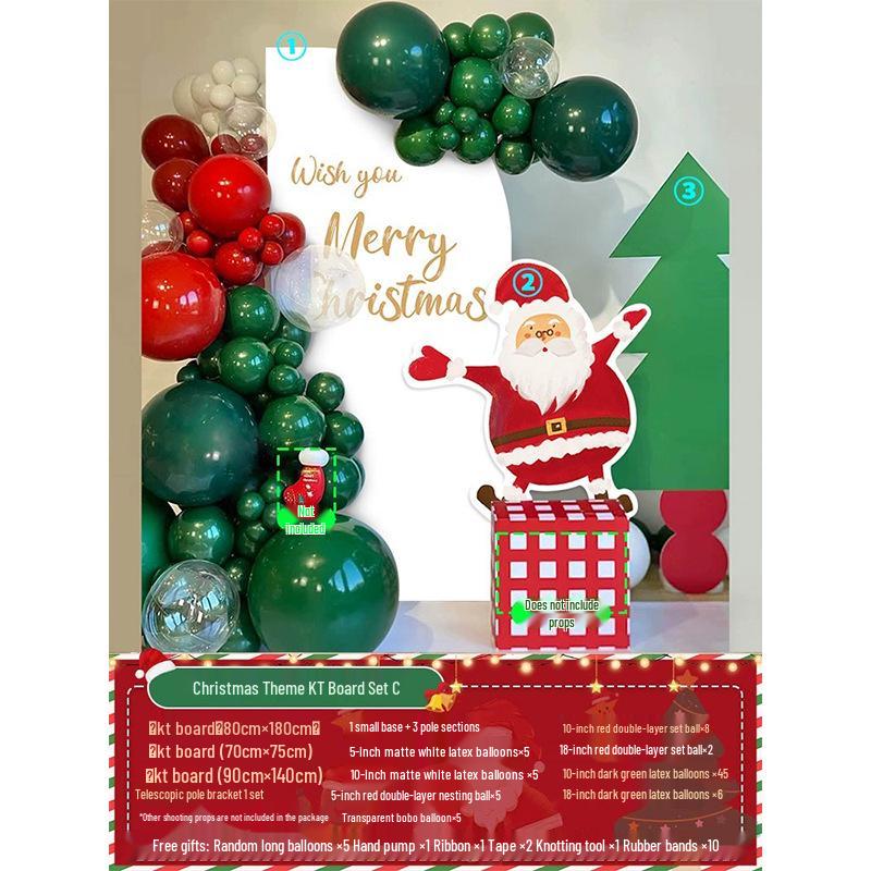 Festliche Weihnachtsszene Anordnung: Einkaufszentrum Event Dekoration mit Ballonkunst und Hintergrund