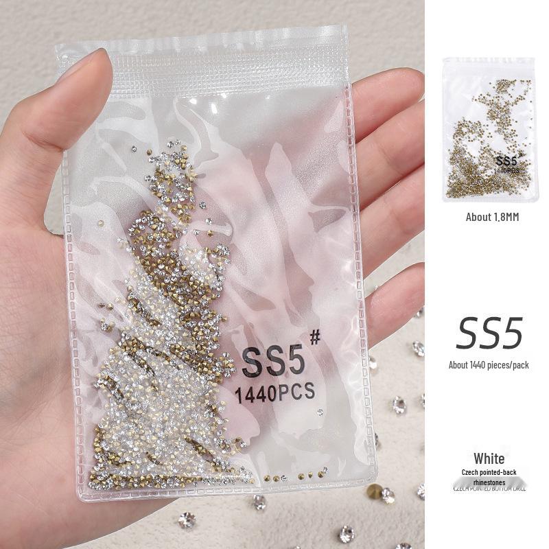 Pointed Bottom Czech Rhinestones for Nail Art - Glass Transparent Accents for Nail Decorations