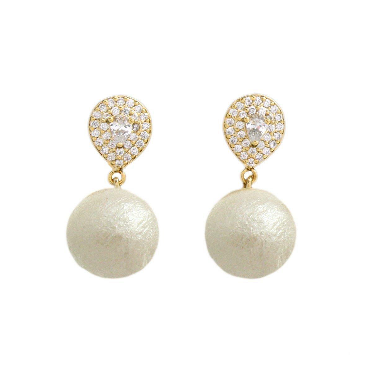 

VINGTAINE Бижу Серьги из хлопка и жемчуга Элегантные цирконы [Kobe Vingtaine] P1320-E