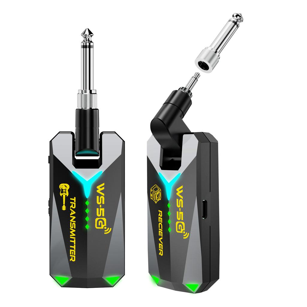 5.8G Wireless Guitar System Sound Transmitter Receiver Studio Sound 50m Range 5.5ms Low Latency Rechargeable 210 Degree