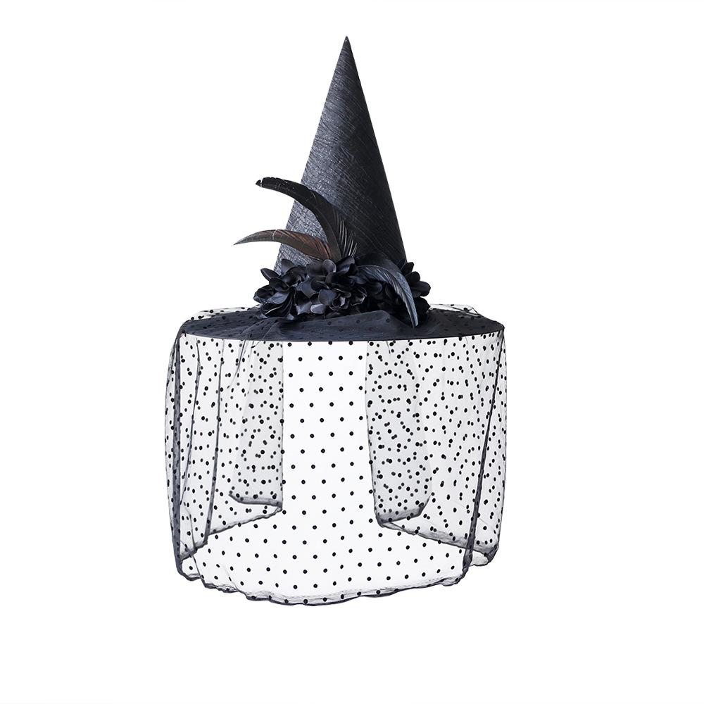 Uniqu Halloween Witch Hat Lace Veils Cosplay Hat Photography Props Wizard Hat  Cosplay Event