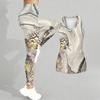 Marble Veining Printed Yoga Outfit for Women Fashion Workout Leggings Fitness Sports Casual Yoga Set Sports Suit