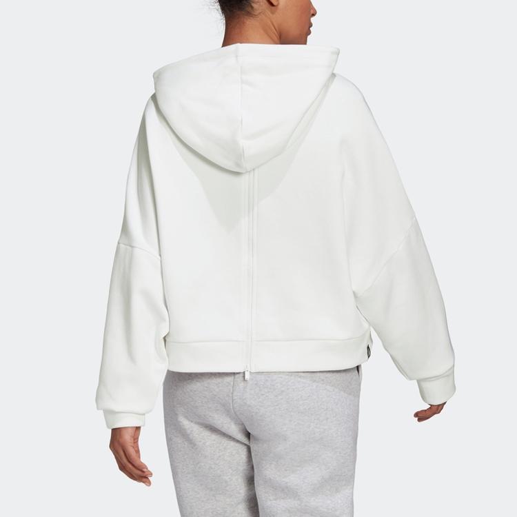 Adidas Colorblock Logo Sports Pullover Hoodie Women Tops White GC9168