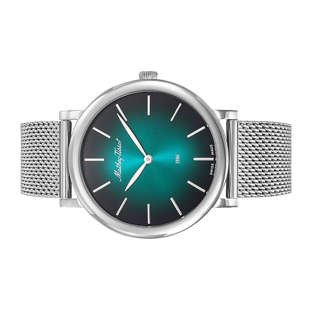 Mathey-Tissot Relógio masculino Monsoon de aço inoxidável com mostrador verde e quartzo H7916AV
