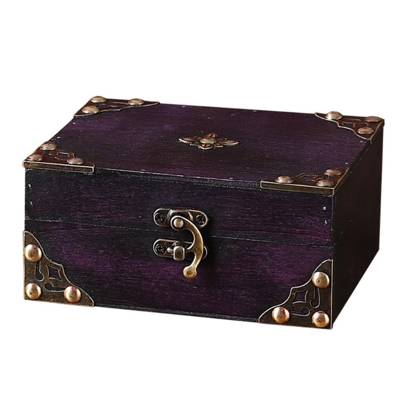 

Антикварні європейські стилі Ручна скринька для зберігання Міцний дорожній дерев яний кейс Аксесуар для організації одягу та книг