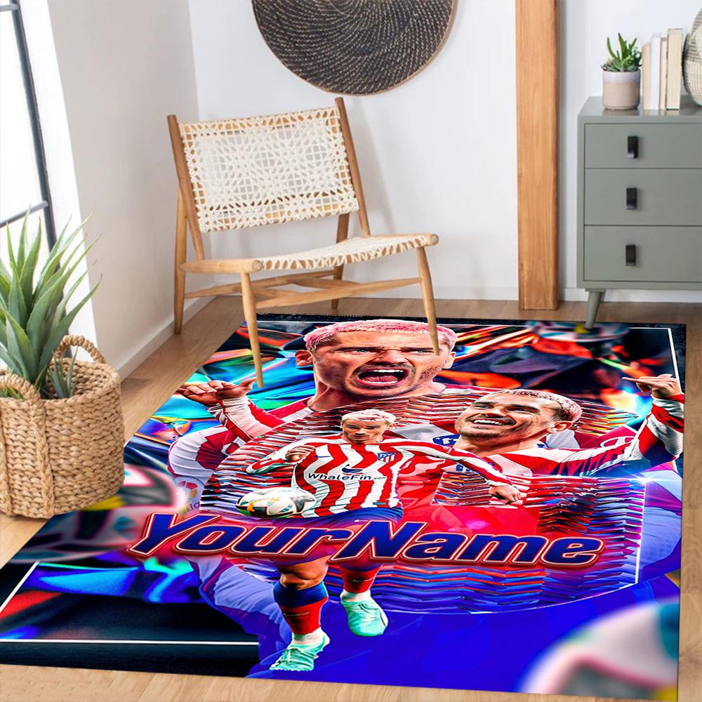 Atletico Madrid Personalized Text Floor Rug Office Rug Suitable for Study room Outdoor Game Room Dining Room Antislip Carpet Decorate Offices