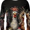3D Printed Anime Chicken Pattern 3D Printed Autumn Men's Round Neck T-Shirt Casual Long Sleeve Oversized Pullover Fashion Tops