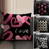 Fashion Love Heart Cushion Cover Natural Linen Organic Fabric DoubleSided Printing Sofa Home Decor Breathable Environmentally